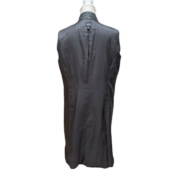 Eileen Fisher Textured Gray Silk Trench Coat - Picture 9 of 12